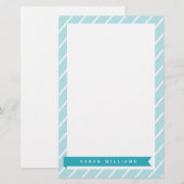 Ocean Blue Stripes Pattern Stationery Briefpapier (Voorkant / Achterkant)