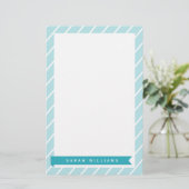 Ocean Blue Stripes Pattern Stationery Briefpapier (Staand voorkant)