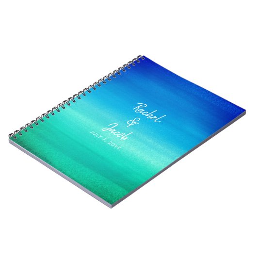 Ocean Blue Summer Beach Wedding Guest Book Notitieboek (Linkerzijde)