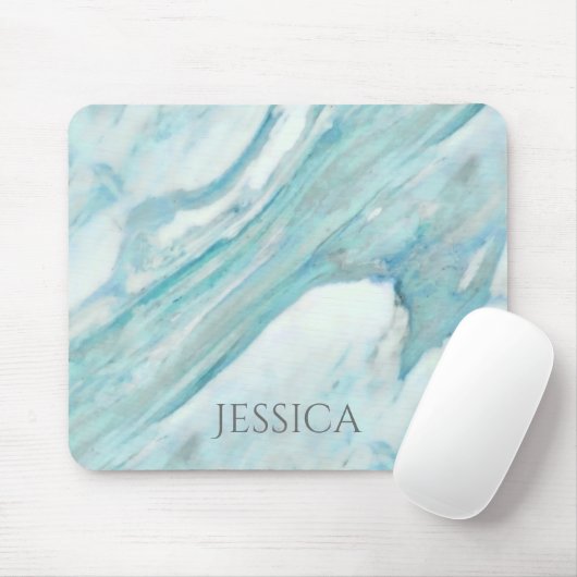 Ocean Blue Surf Abstract marmer Patroon Muismat (Met muis)