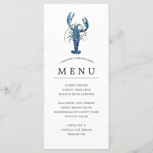 Ocean Blue Thema | Lobster Bake Menu (Voorkant)