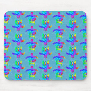 Ocean Blue Tie Dye Island Tribal Turtles Muismat