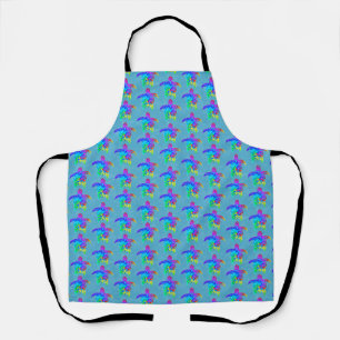 Ocean Blue Tie Dye Island Tribal Turtles Schort