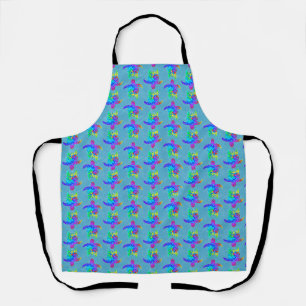 Ocean Blue Tie Dye Island Tribal Turtles Schort