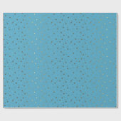 Ocean Blue Tiny Golden Stars Verpakkingspapier Cadeaupapier (Vlak)