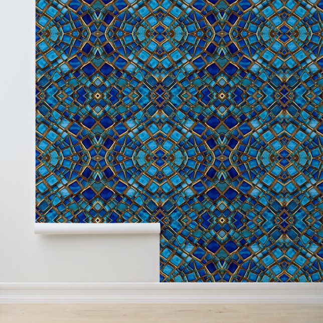 Ocean Blue Trendy Mooi Goud Collectie Behang (Applicatie)
