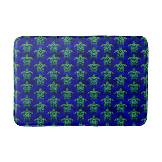 Ocean Blue Tribal Green Sea Turtles Badmat (Voorkant)