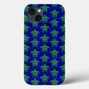 Ocean Blue Tribal Green Sea Turtles Case-Mate iPhone Case