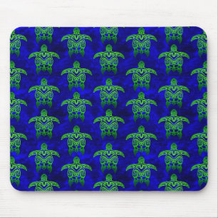 Ocean Blue Tribal Green Sea Turtles Muismat