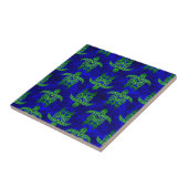 Ocean Blue Tribal Green Sea Turtles Tegeltje (Zijkant)