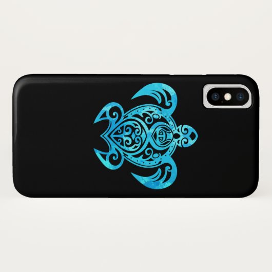 Ocean Blue Tribal Hawaiian Sea Turtle Case-Mate iPhone Case (Achterkant (horizontaal))