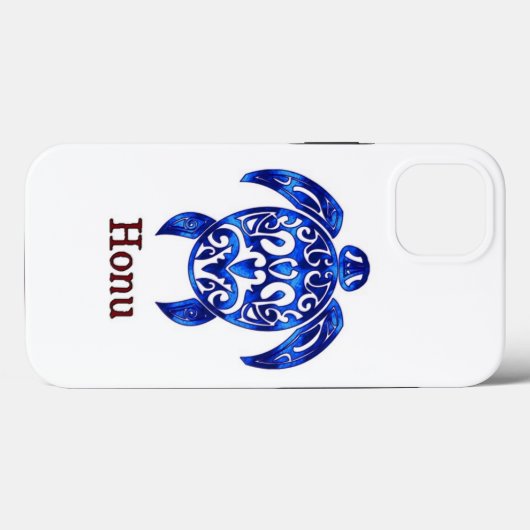 Ocean Blue Tribal Hawaiian Zee Turtle Case-Mate iPhone Case (Achterkant (horizontaal))