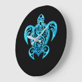 Ocean Blue Tribal Hawaiian Zee Turtle Grote Klok (Hoek)