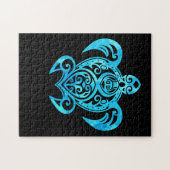 Ocean Blue Tribal Hawaiian Zee Turtle Legpuzzel (Horizontaal)