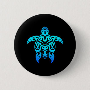 Ocean Blue Tribal Hawaiian Zee Turtle Ronde Button 5,7 Cm