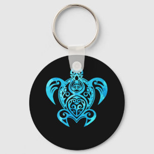 Ocean Blue Tribal Hawaiian Zee Turtle Sleutelhanger