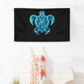 Ocean Blue Tribal Hawaiian Zee Turtle Spandoek (Insitu)