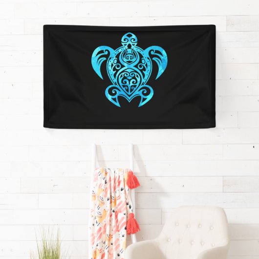Ocean Blue Tribal Hawaiian Zee Turtle Spandoek (Insitu)