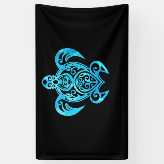 Ocean Blue Tribal Hawaiian Zee Turtle Spandoek (Verticaal)