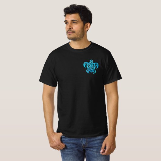 Ocean Blue Tribal Hawaiian Zee Turtle T-shirt (Voorkant volledig)