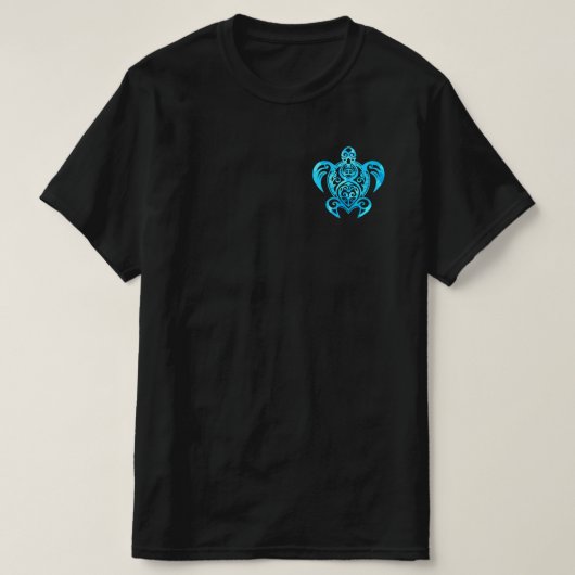 Ocean Blue Tribal Hawaiian Zee Turtle T-shirt (Design voorkant)