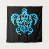 Ocean Blue Tribal Hawaiian Zee Turtle Wandkleed (Voorkant)