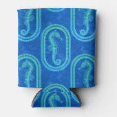 Ocean Blue Tribal Island Seahorse Blikjeskoeler (Voorkant)