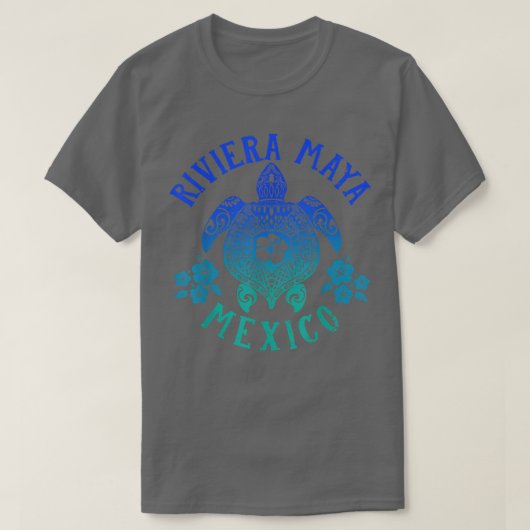 Ocean Blue Tribal Riviera Maya Zee Turtle Summer V T-shirt (Design voorkant)