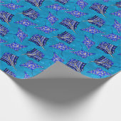 Ocean Blue Tribal Stingrays Cadeaupapier (Hoek)