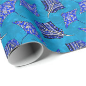 Ocean Blue Tribal Stingrays Cadeaupapier (Rol Hoek)