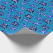 Ocean Blue Tribal Stingrays Cadeaupapier (Hoek)