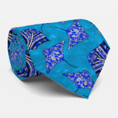 Ocean Blue Tribal Stingrays Stropdas (Opgerold)