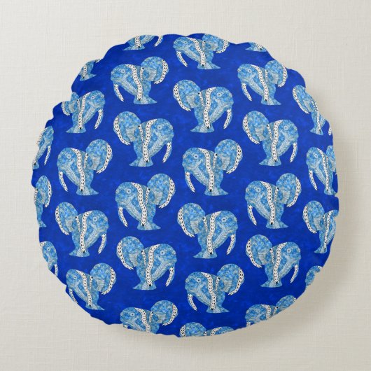 Ocean Blue Tribal Tattoo Manatees Rond Kussen (Voorkant)