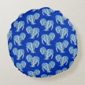Ocean Blue Tribal Tattoo Manatees Rond Kussen (Achterkant)