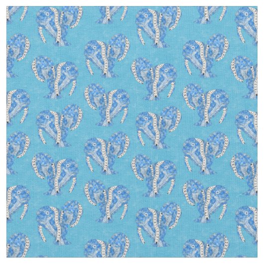 Ocean Blue Tribal Tattoo Manatees Stof (Close Up)