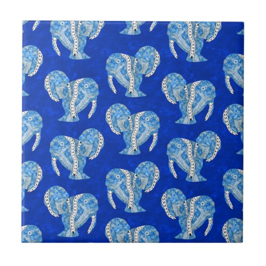 Ocean Blue Tribal Tattoo Manatees Tegeltje (Voorkant)