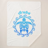 Ocean Blue Tribal Turtle Aruba Sherpa Deken (Voorkant)