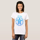 Ocean Blue Tribal Turtle Aruba T-shirt (Voorkant volledig)