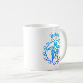 Ocean Blue Tribal Turtle Belize Koffiemok (Voorkant rechts)