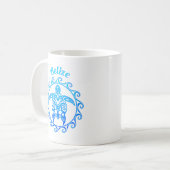 Ocean Blue Tribal Turtle Belize Koffiemok (Voorkant links)