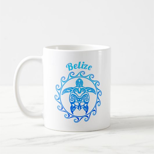Ocean Blue Tribal Turtle Belize Koffiemok (Links)