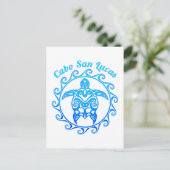 Ocean Blue Tribal Turtle Cabo San Lucas Briefkaart (Staand voorkant)