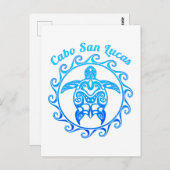 Ocean Blue Tribal Turtle Cabo San Lucas Briefkaart (Voorkant / Achterkant)