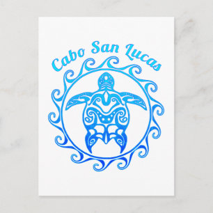 Ocean Blue Tribal Turtle Cabo San Lucas Briefkaart