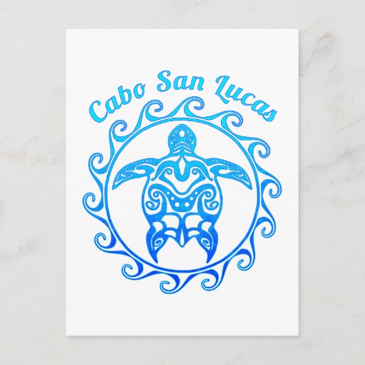 Ocean Blue Tribal Turtle Cabo San Lucas Briefkaart (Voorkant)