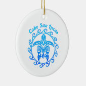 Ocean Blue Tribal Turtle Cabo San Lucas Keramisch Ornament (Rechts)