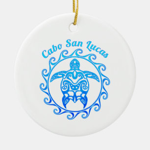 Ocean Blue Tribal Turtle Cabo San Lucas Keramisch Ornament