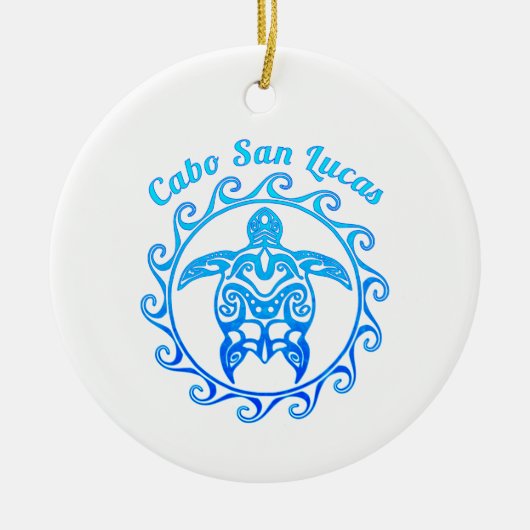 Ocean Blue Tribal Turtle Cabo San Lucas Keramisch Ornament (Voorkant)
