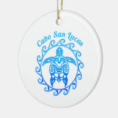 Ocean Blue Tribal Turtle Cabo San Lucas Keramisch Ornament (Links)