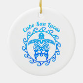 Ocean Blue Tribal Turtle Cabo San Lucas Keramisch Ornament (Achterkant)